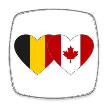 Belgien Kanada Flagge Herz - Viereckiger Kühlschrankmagnet - Weiß - Vorne