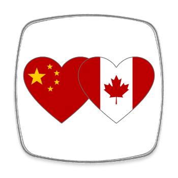China Canada Flag Heart - Square fridge magnet - white - Front