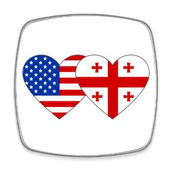 USA Georgien Flagge Herzform - Viereckiger Kühlschrankmagnet - Weiß - Vorne