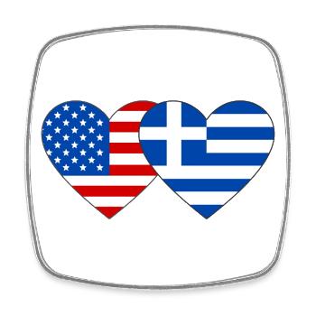 USA Greece Flag Heart - Square fridge magnet - white - Front