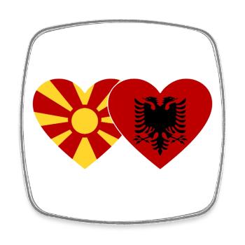 Mazedonien Albanien Flagge Herz - Viereckiger Kühlschrankmagnet - Weiß - Vorne