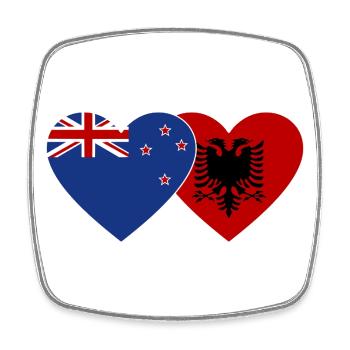 Nouvelle-Zélande Albanie Drapeau Coeur Utilisé - Magnet carré - blanc - Devant