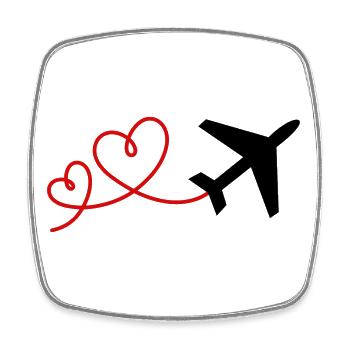 Flyers avec un cœur Vacances Vol Avion de voyage - Magnet carré - blanc - Devant