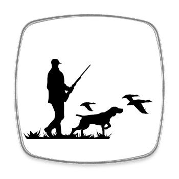 Hunter Waidmann with his dog on a duck hunt - Square fridge magnet - white - Front