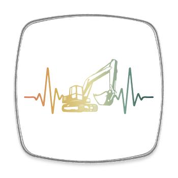 Herzschlag Herzlinie Herzfrequenz Bagger EKG Puls - Viereckiger Kühlschrankmagnet - Weiß - Vorne