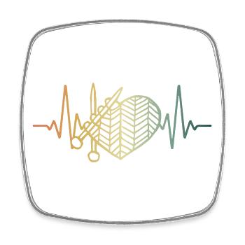 Strickender Herzschlag stricken EKG Puls - Viereckiger Kühlschrankmagnet - Weiß - Vorne