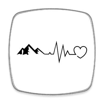 Motif de lignes de cœur avec des montagnes et un cadeau de cœur - Magnet carré - blanc - Devant