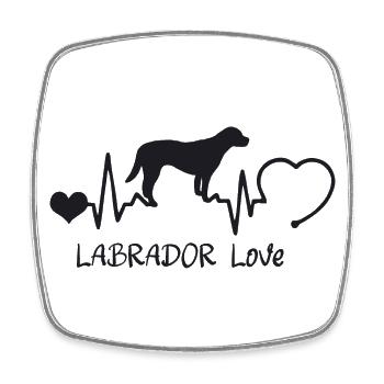 Labrador mit Herzschlag - Viereckiger Kühlschrankmagnet - Weiß - Vorne