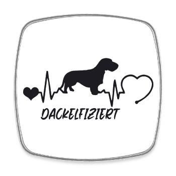 Rauhaardackel mit Herzschlag - Viereckiger Kühlschrankmagnet - Weiß - Vorne