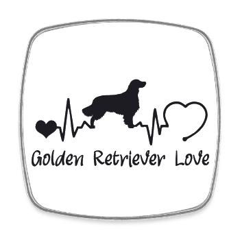 Golden Retriever mit Herzschlag - Viereckiger Kühlschrankmagnet - Weiß - Vorne