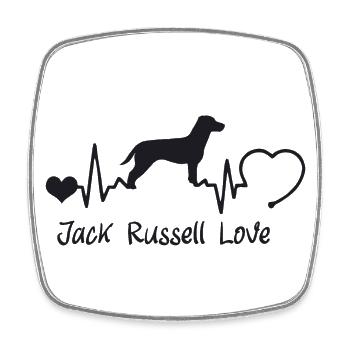 Jack Russell Terrier mit Herzschlag - Viereckiger Kühlschrankmagnet - Weiß - Vorne