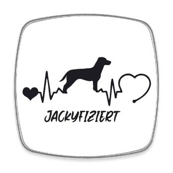 Jack Russell Terrier mit Herzschlag - Viereckiger Kühlschrankmagnet - Weiß - Vorne