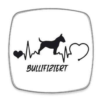 Bullterrier mit Herzschlag - Viereckiger Kühlschrankmagnet - Weiß - Vorne