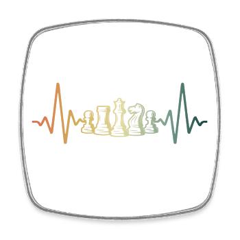 Herzschlag Schach Puls EKG Schachfiguren - Viereckiger Kühlschrankmagnet - Weiß - Vorne