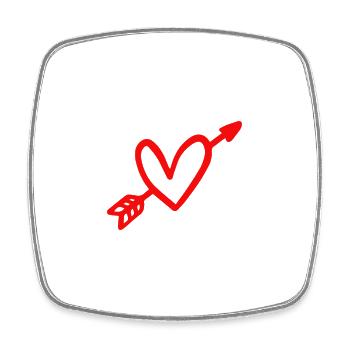 Pfeil und Herz Liebe Valentinstag Amor - Viereckiger Kühlschrankmagnet - Weiß - Vorne
