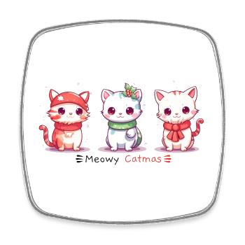 Meowy Catmas Funny Cats Christmas - Square fridge magnet - white - Front