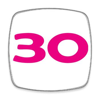 30. 30 YEARS. 30th ANNIVERSARY. 30TH ANNIVERSARY. - Square fridge magnet - white - Front