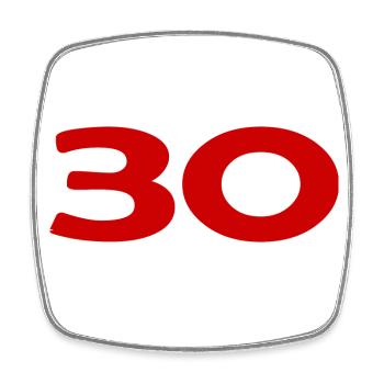 30. 30 YEARS. 30th ANNIVERSARY. 30TH ANNIVERSARY. - Square fridge magnet - white - Front
