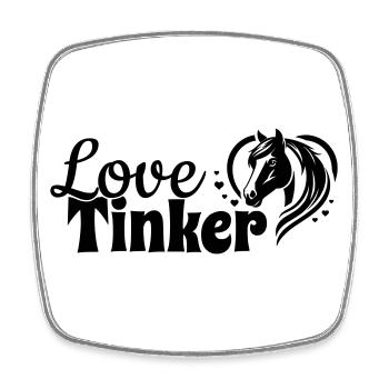Tinker Love Herz Pferdekopf - Viereckiger Kühlschrankmagnet - Weiß - Vorne