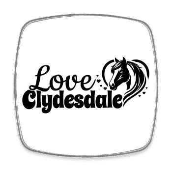 Clydesdale Love Heart Horse Head - Square fridge magnet - white - Front