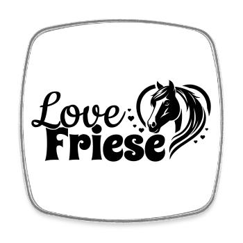 Friese Love Herz Pferdekopf - Viereckiger Kühlschrankmagnet - Weiß - Vorne