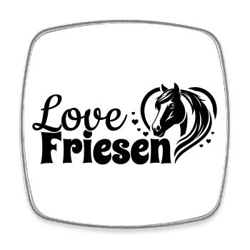 Friesen Love Herz Pferdekopf - Viereckiger Kühlschrankmagnet - Weiß - Vorne