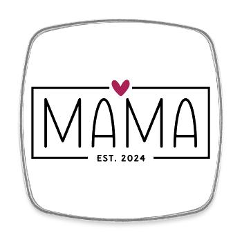 Mama Est 2024 - Herz - Mama 2024 Geschenk - Viereckiger Kühlschrankmagnet - Weiß - Vorne