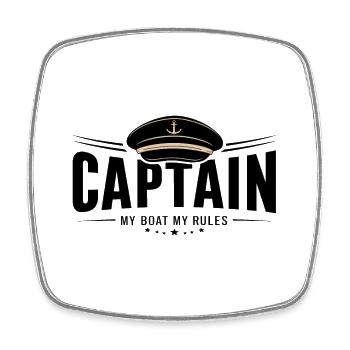 Capitaine Capitaine - Mon Bateau Mes Règles Citation - Magnet carré - blanc - Devant