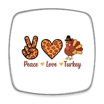 Thanksgiving Peace Love Turkey - Viereckiger Kühlschrankmagnet - Weiß - Vorne