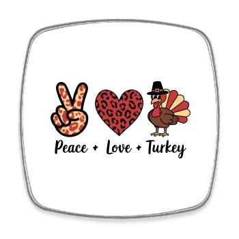 Thanksgiving Peace Love Turkey - Viereckiger Kühlschrankmagnet - Weiß - Vorne