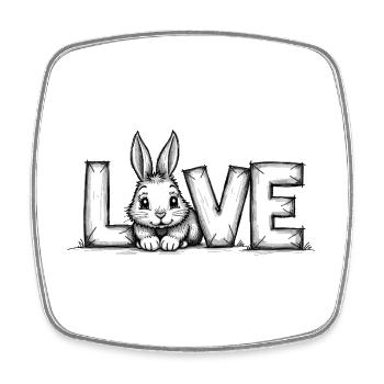 Lapin mignon avec de l’amour – Parfait pour Pâques et l’amour - Magnet carré - blanc - Devant