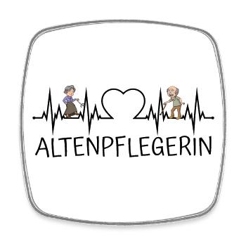 Altenpflegerin Herzschlag Herz EKG Senioren - Viereckiger Kühlschrankmagnet - Weiß - Vorne