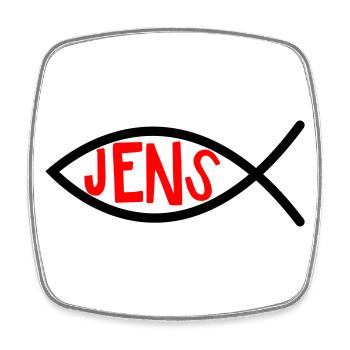 Jens Ichthys4m3 Namen Vornamen christliche - Viereckiger Kühlschrankmagnet - Weiß - Vorne
