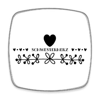 Schwesterherz - Viereckiger Kühlschrankmagnet - Weiß - Vorne