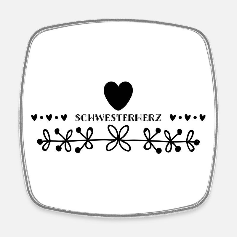 Schwesterherz - Viereckiger Kühlschrankmagnet - Weiß