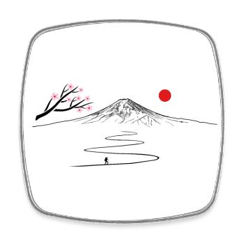 Japon, Fujijama, randonnées en montagne, volcan, cerisier en fleurs - Magnet carré - blanc - Devant