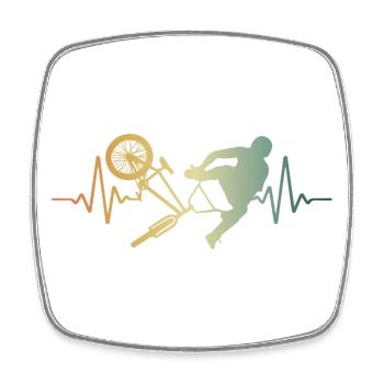 Heartbeat BMX Pulse ECG - Square fridge magnet - white - Front
