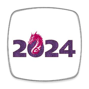 Année du Dragon 2024 - Magnet carré - blanc - Devant