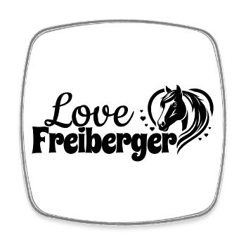 Freiberger Love Herz Pferdekopf - Viereckiger Kühlschrankmagnet - Weiß - Vorne