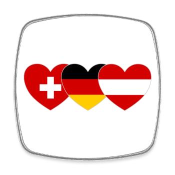 Suisse Allemagne Autriche Drapeau Cœur - Magnet carré - blanc - Devant