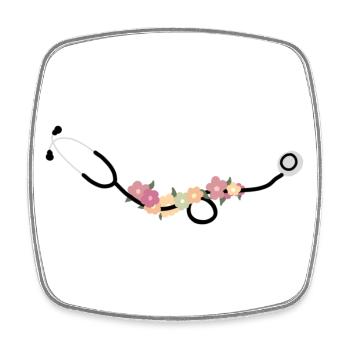 Stéthoscope avec des fleurs - Magnet carré - blanc - Devant