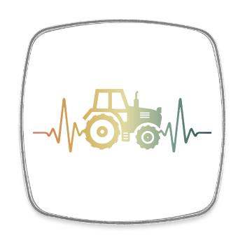 Heartbeat Tractor Trekker Pulse ECG - Square fridge magnet - white - Front