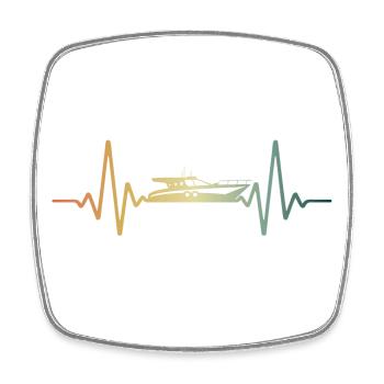 Herzschlag Boot Schiff EKG Puls - Viereckiger Kühlschrankmagnet - Weiß - Vorne