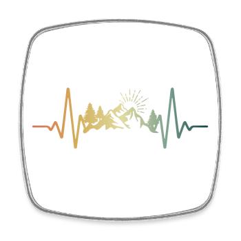 Heartbeat Mountains ECG Pulse - Square fridge magnet - white - Front