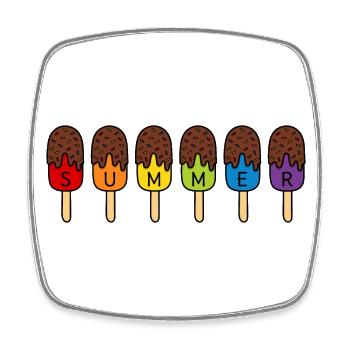 SUMMER SCHOKO EIS ESSEN REGENBOGEN BUNT SOMMER EIS - Viereckiger Kühlschrankmagnet - Weiß - Vorne