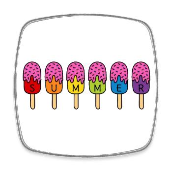 Summer Eis essen Regenbogen bunt pink Sommer Eis - Viereckiger Kühlschrankmagnet - Weiß - Vorne