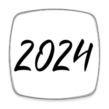 2024 Silvester Neujahr schwarz - Viereckiger Kühlschrankmagnet - Weiß - Vorne
