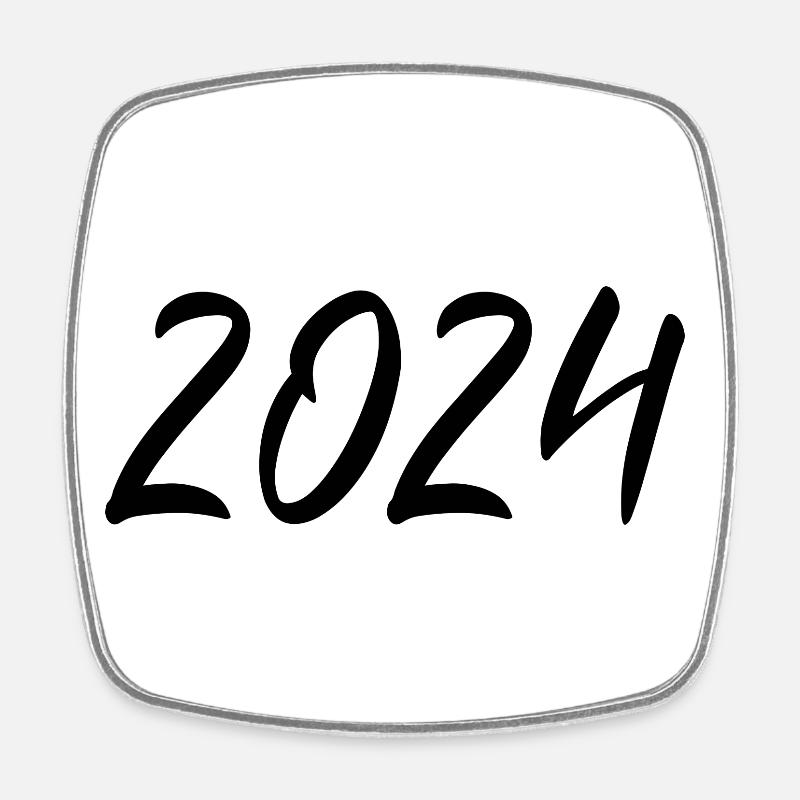 2024 Réveillon du Nouvel An Noir - Magnet carré - blanc