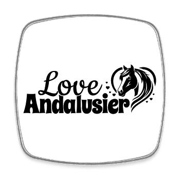 Andalusier Love Herz Pferdekopf - Viereckiger Kühlschrankmagnet - Weiß - Vorne