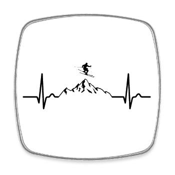 Ski, Heart Curve, Après Ski, Winter Sports, Ski Holiday - Square fridge magnet - white - Front